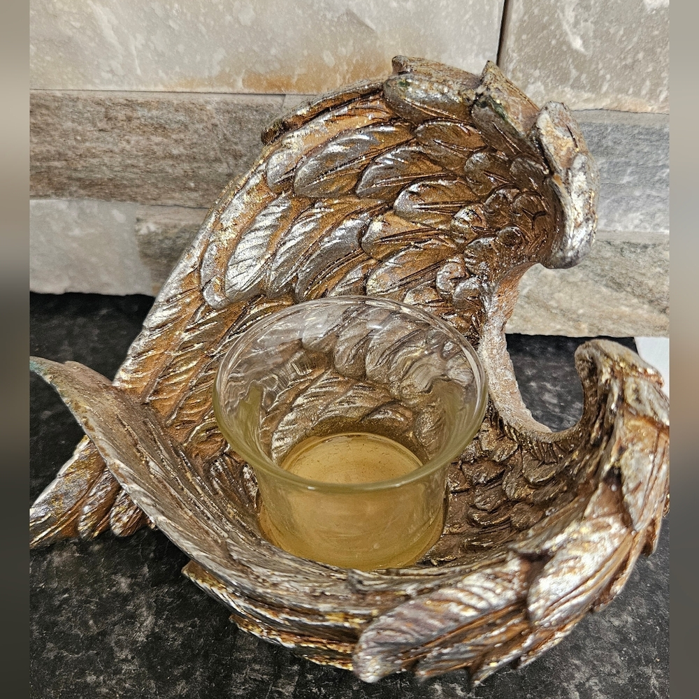 Gold/Silver Toned Winged Decorative Tealight Holder - Home Accents
